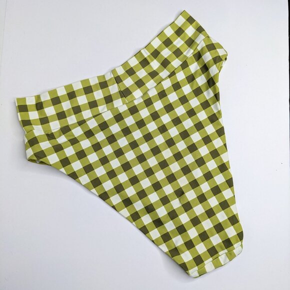 Aerie Green White Gingham Bikini Set Womens Large Two Piece Retro Swimwear - Picture 4 of 5